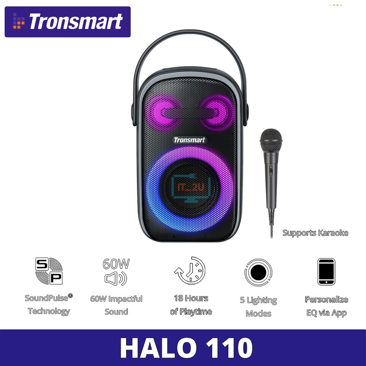 TRONSMART - Parlante Bluetooth Tronsmart Halo 110  Microfono Karaoke No Halo 100