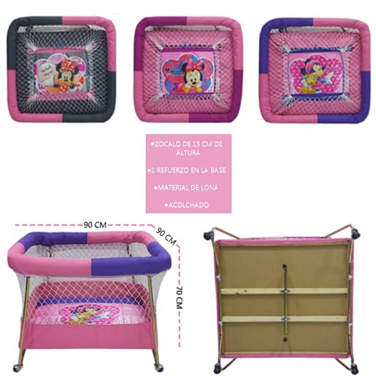 GENERICO - Corral Con Ruedas para Bebes Acolchado Lona Niña