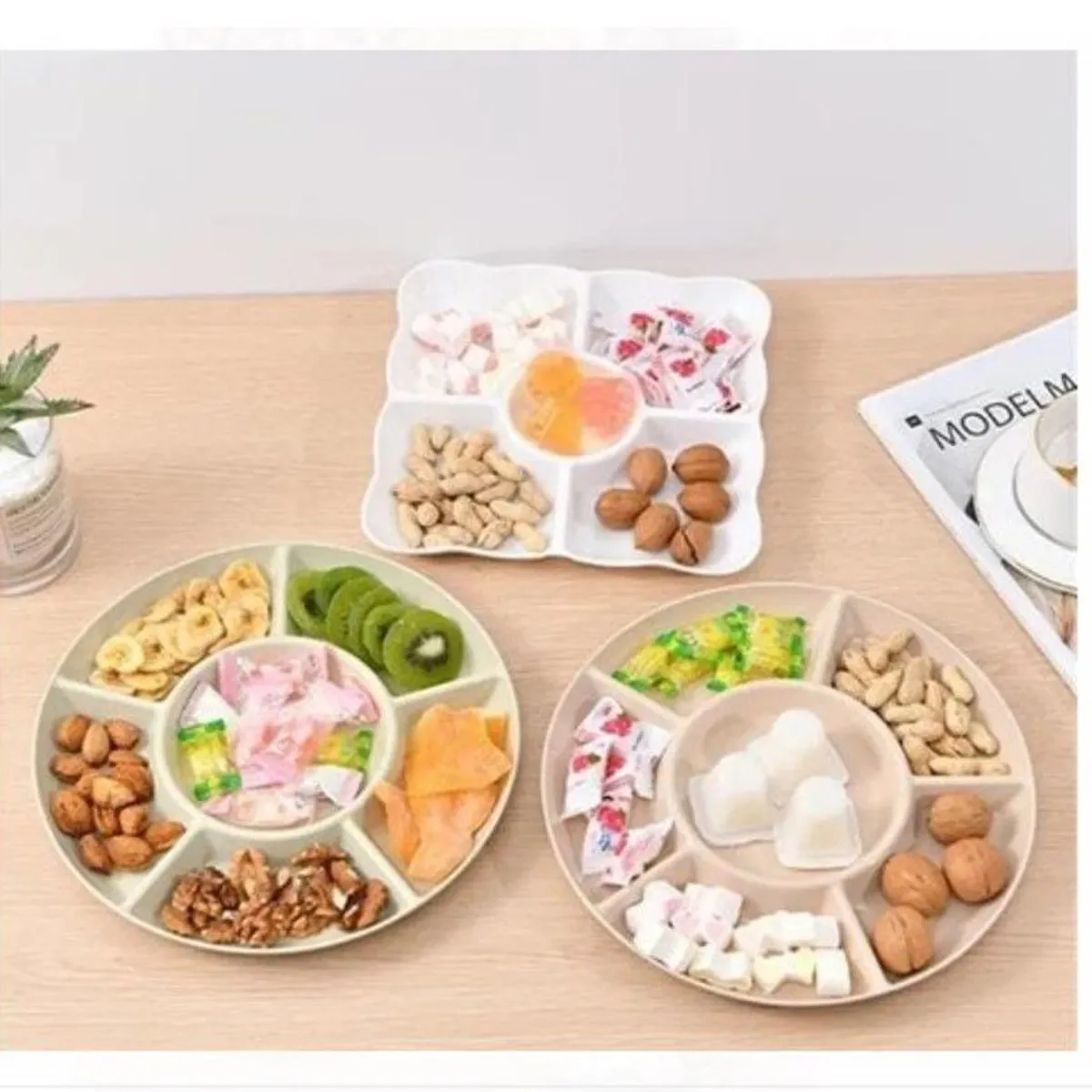 GENERICO - Bandeja de bocaditos piqueos de caidad BLANCO con divisiones