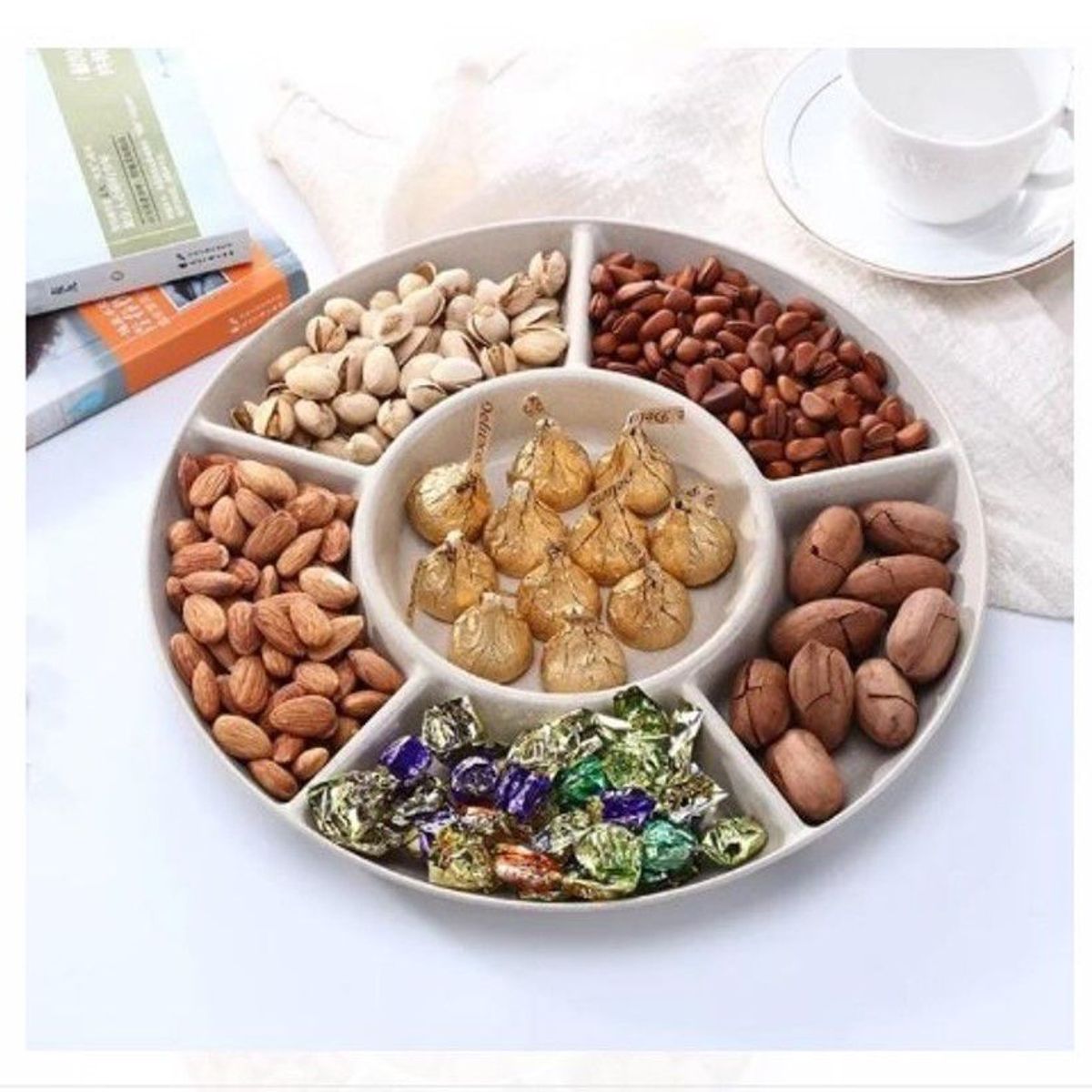 GENERICO - Bandeja de bocaditos piqueos de caidad BLANCO con divisiones