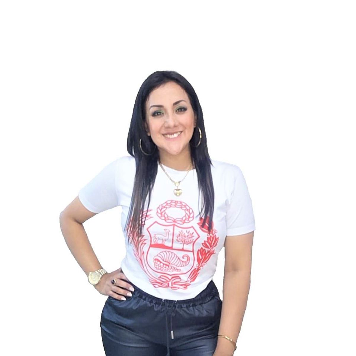 GENERICO - Polo Mujer Escudo Nacional Rojo - Nathalie Love It - Blanco