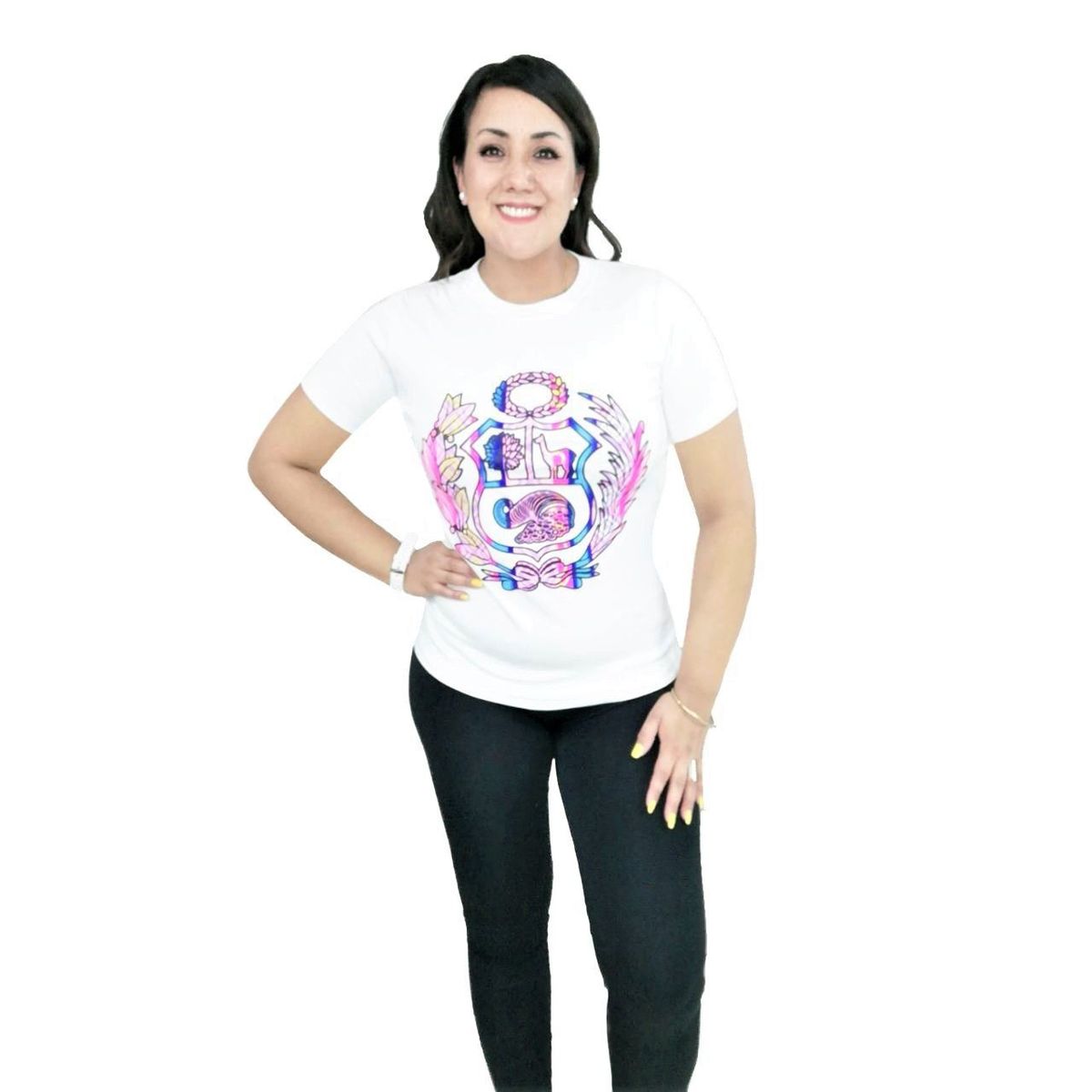 GENERICO - Polo Mujer Diseño Escudo Colores - Blanco