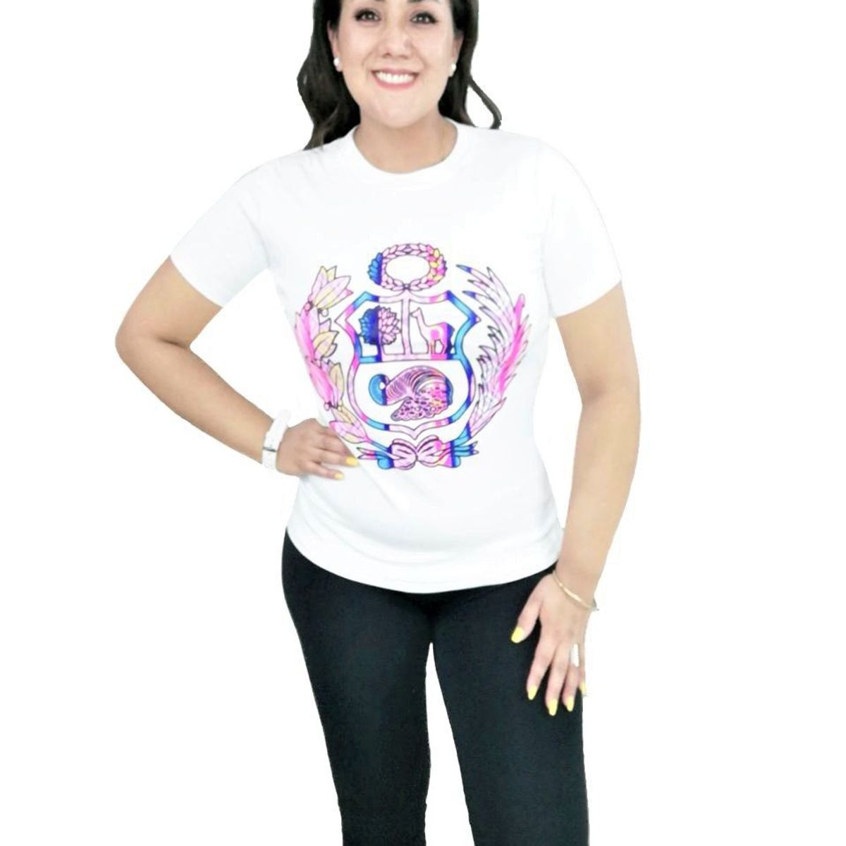 GENERICO - Polo Mujer Diseño Escudo Colores - Blanco