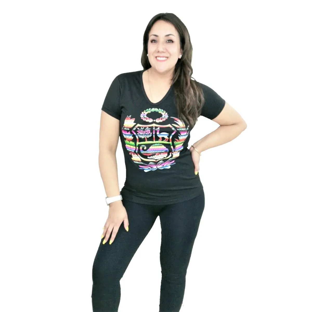 GENERICO - Polo Mujer Diseño Escudo Folklor - Nathalie Love It - Negro