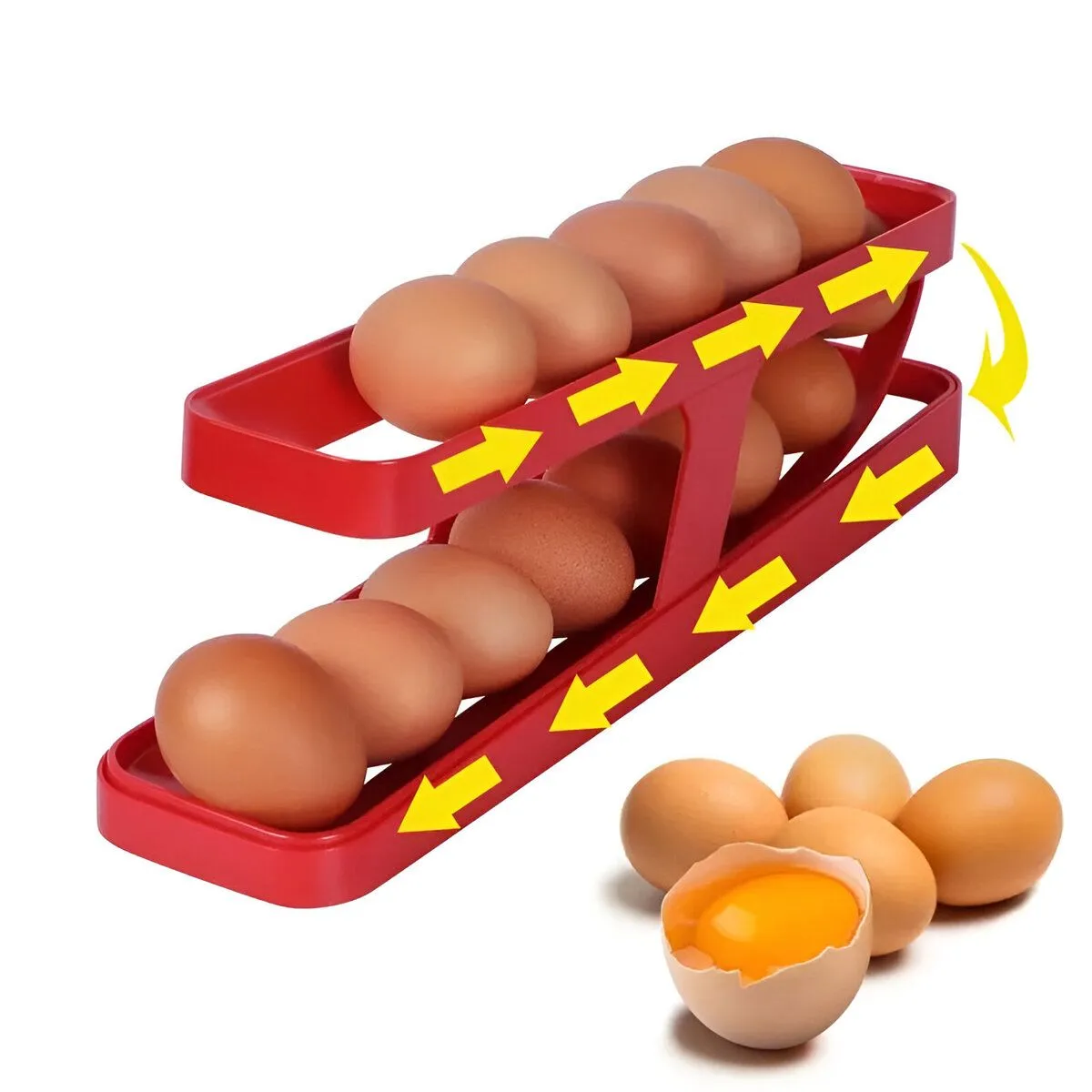 ELMEJORPRECIO - Dispensador De Huevos 2 Niveles Organizador Para Refrigerador Rojo