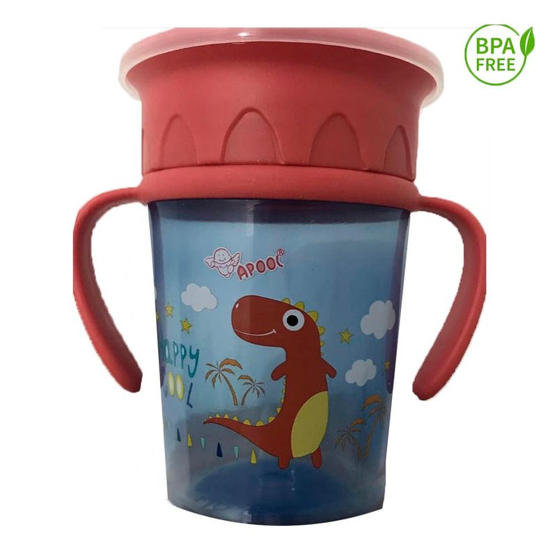 GENERICO - Vaso anti derrames 360º rojo dinosaurio para bebe