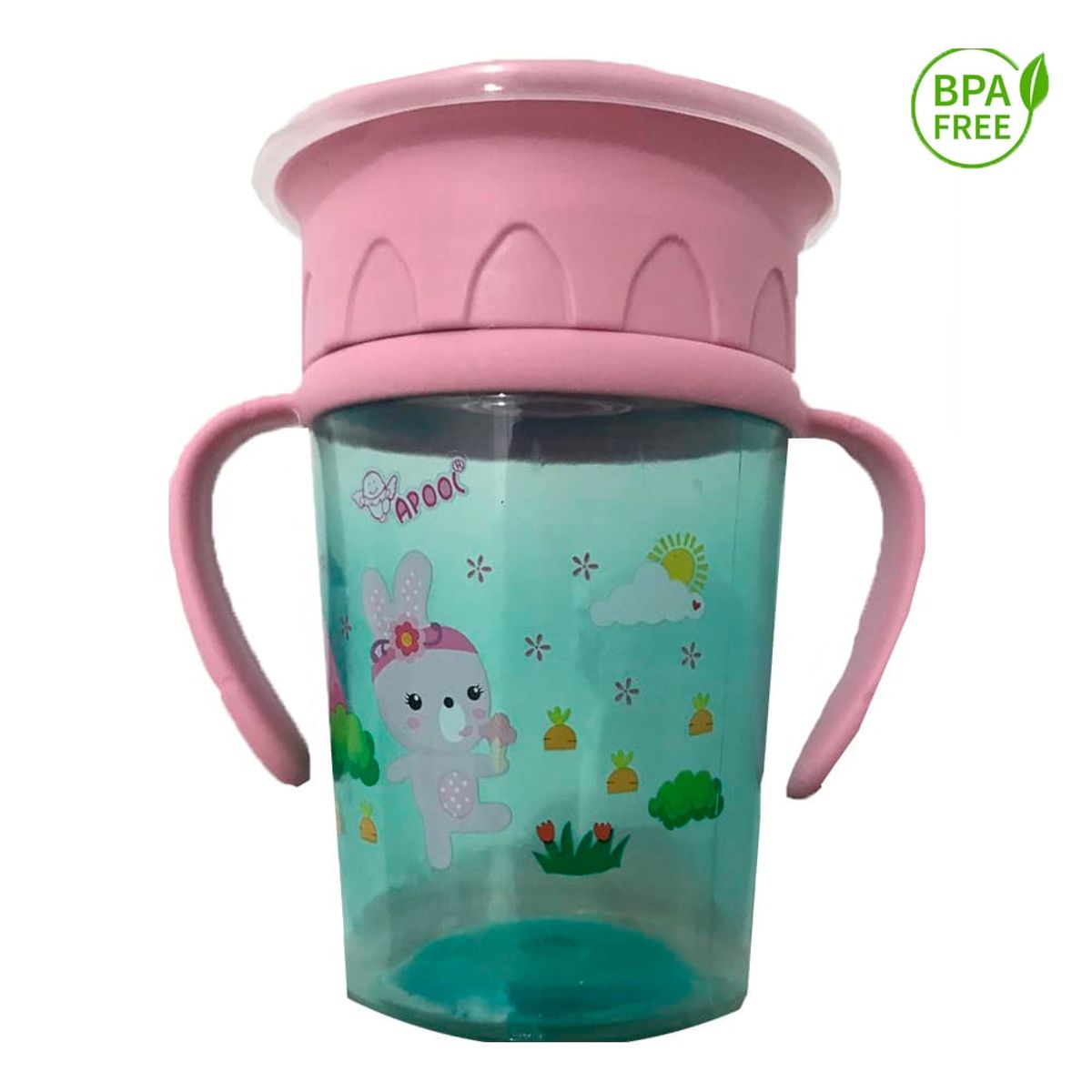 GENERICO - Vaso anti derrames 360º rosado conejo para bebe