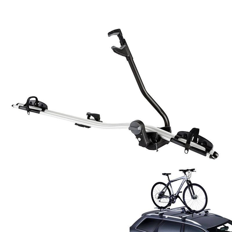 GENERICO - PORTABICICLETA TECHO PARA 1 - PLOMO/NEGRO AUTO Y CAMIONETA.