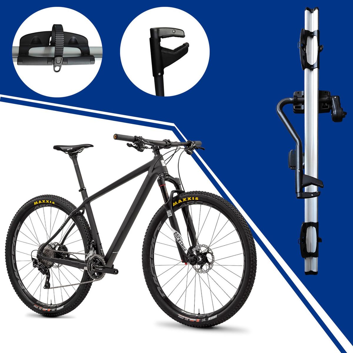 GENERICO - PORTABICICLETA TECHO PARA 1 - PLOMO/NEGRO AUTO Y CAMIONETA.