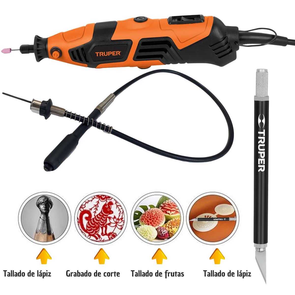 TRUPER - Kit mini taladro rectificadora 224 piezas, truper