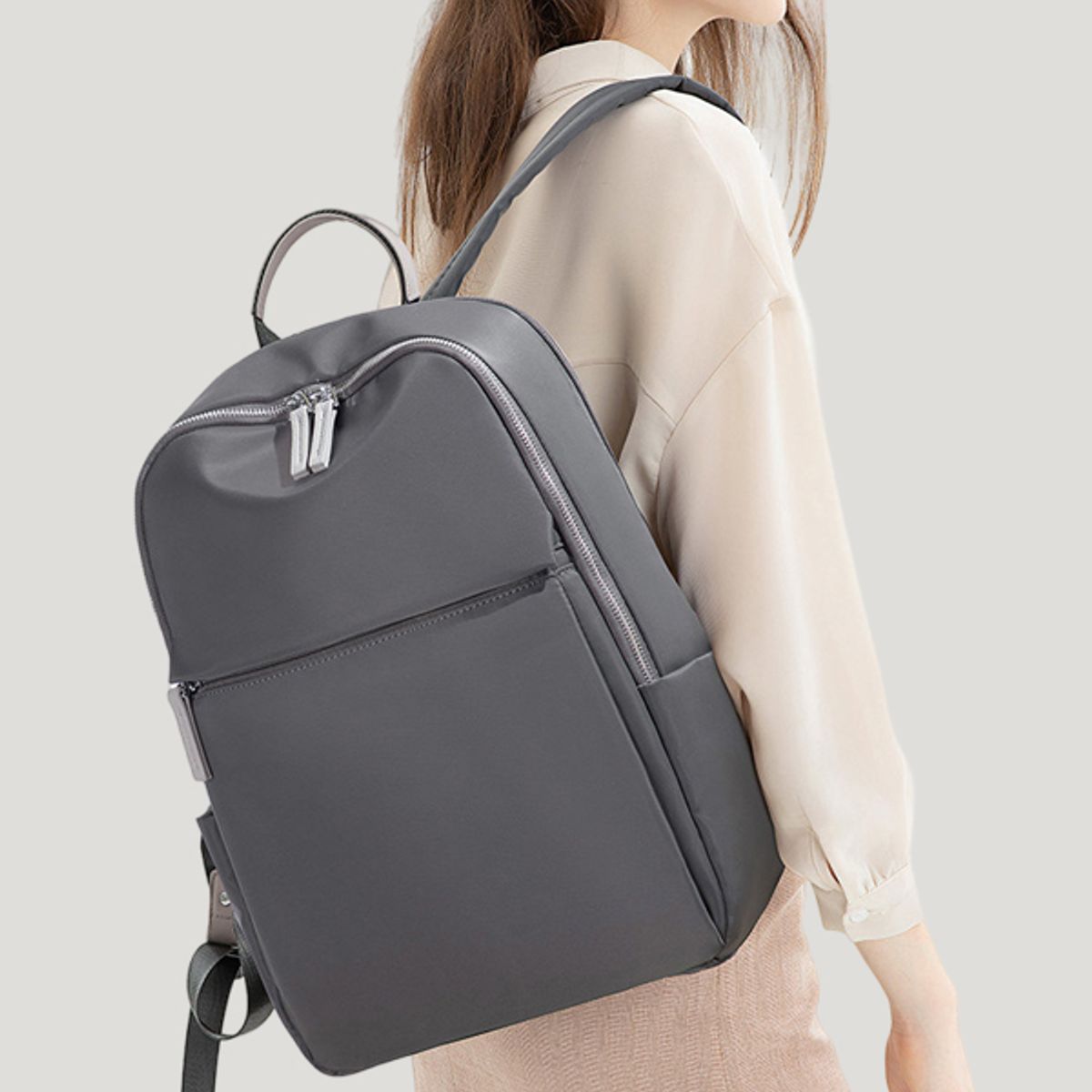 OEM - Mochila para Mujer Portalaptop 15.6 Impermeable - Gris