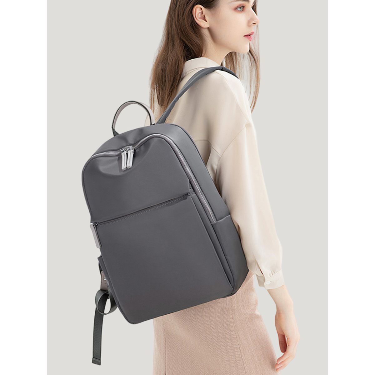 OEM - Mochila para Mujer Portalaptop 15.6 Impermeable - Gris