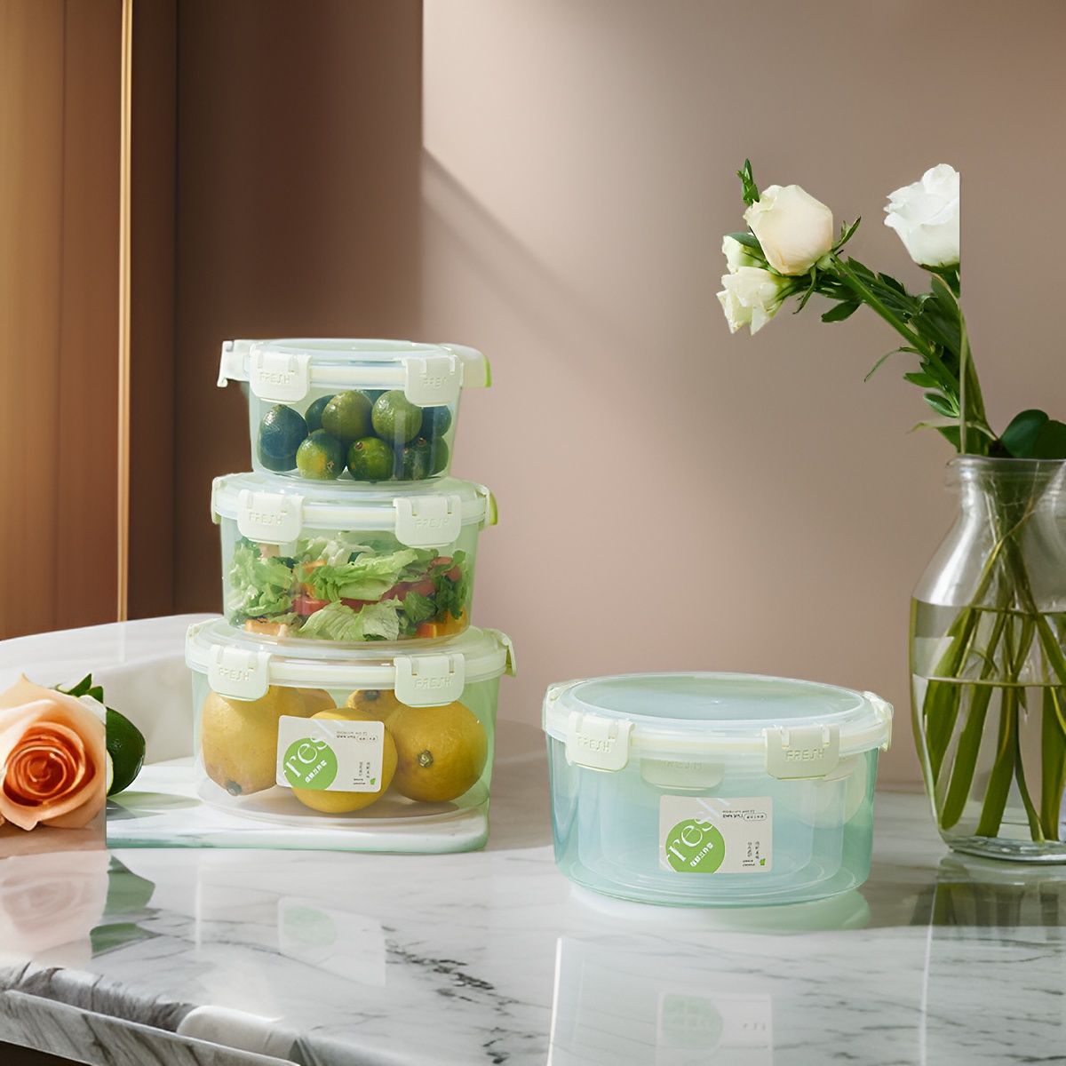 ELMEJORPRECIO - Juego De 3 Tápers Organizadores Herméticos Multiuso Fresh Redondo