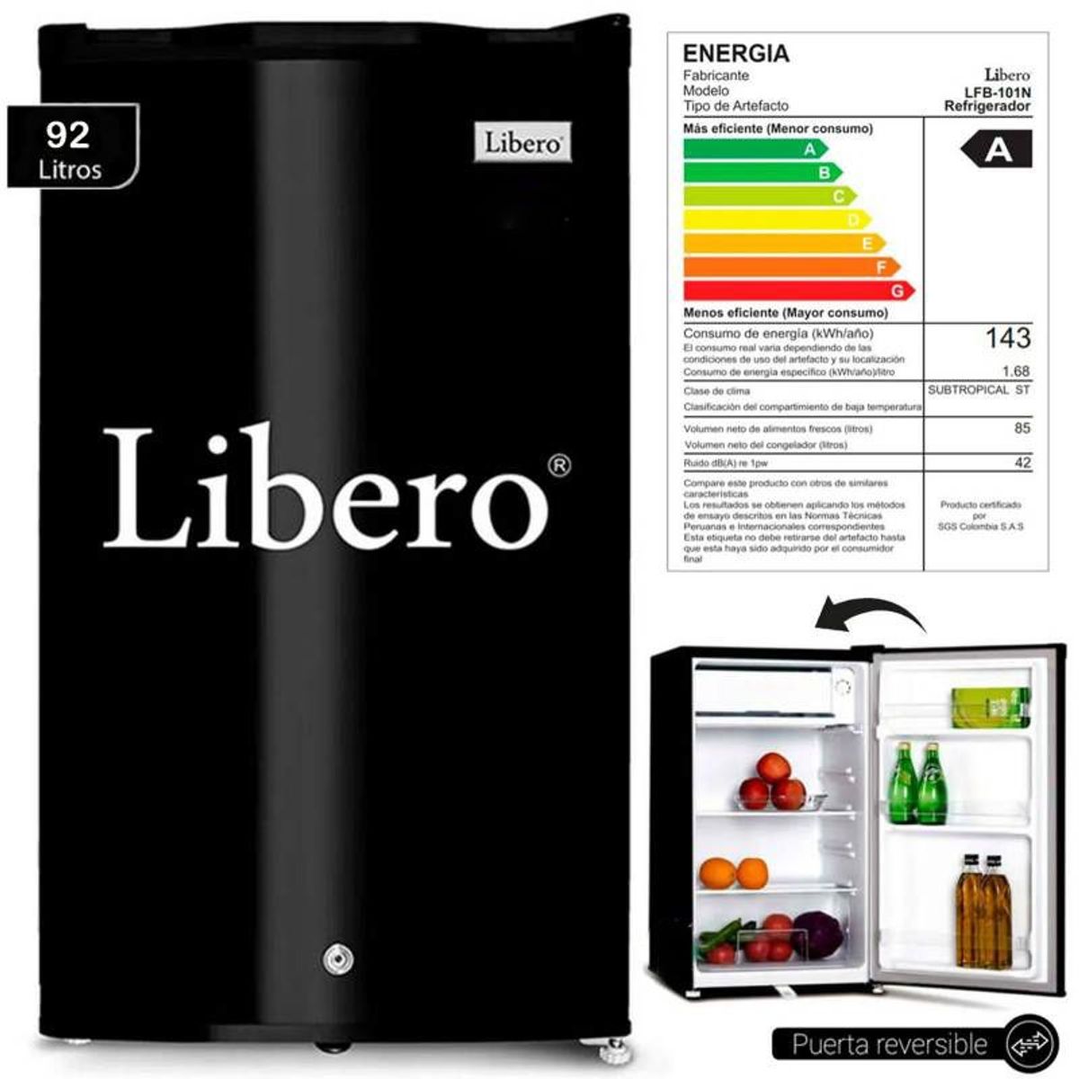 LIBERO - Frigobar Libero LFB-101N-Negro
