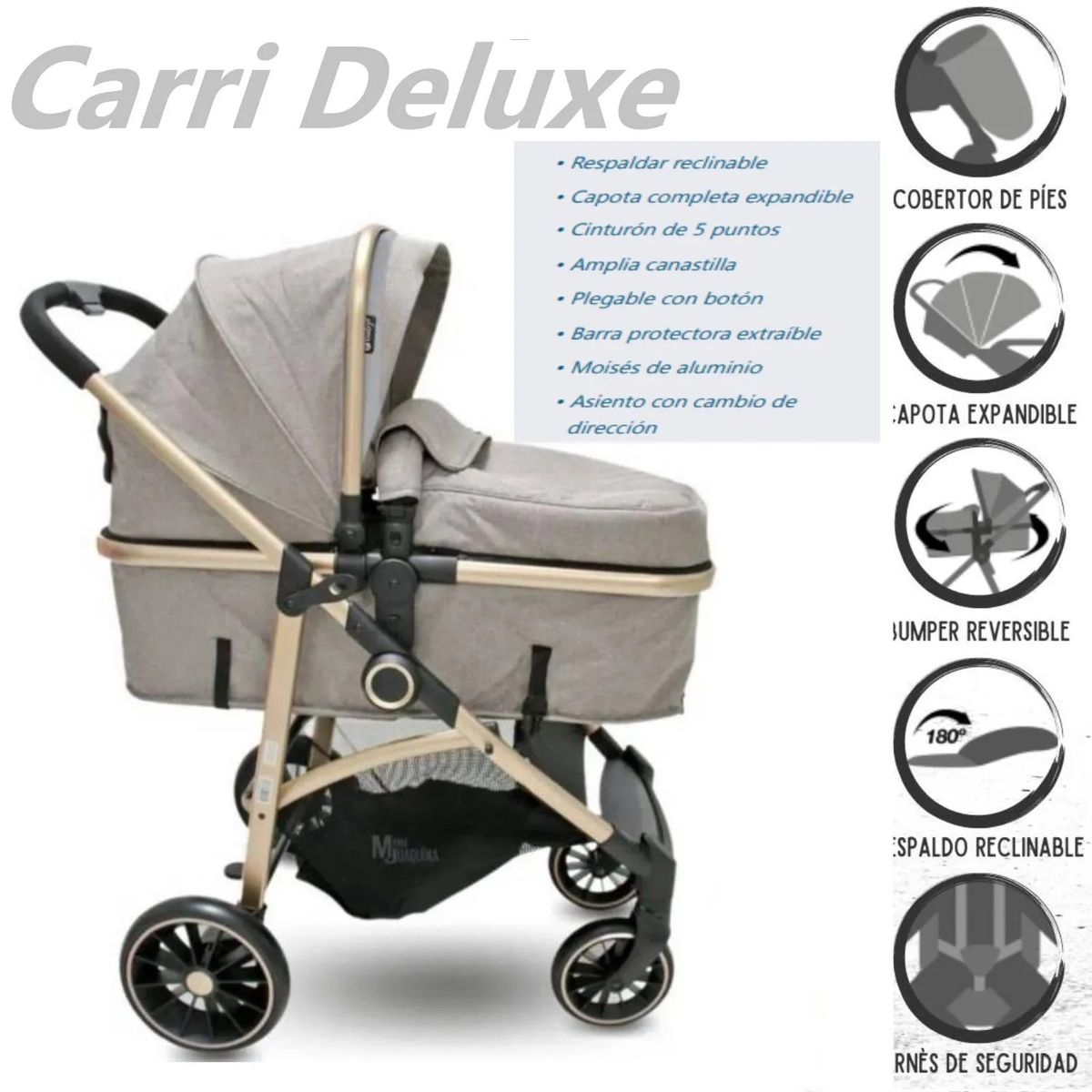 EBABY - Coche de Paseo Moises Aluminio Carri Deluxe EB129 Gris