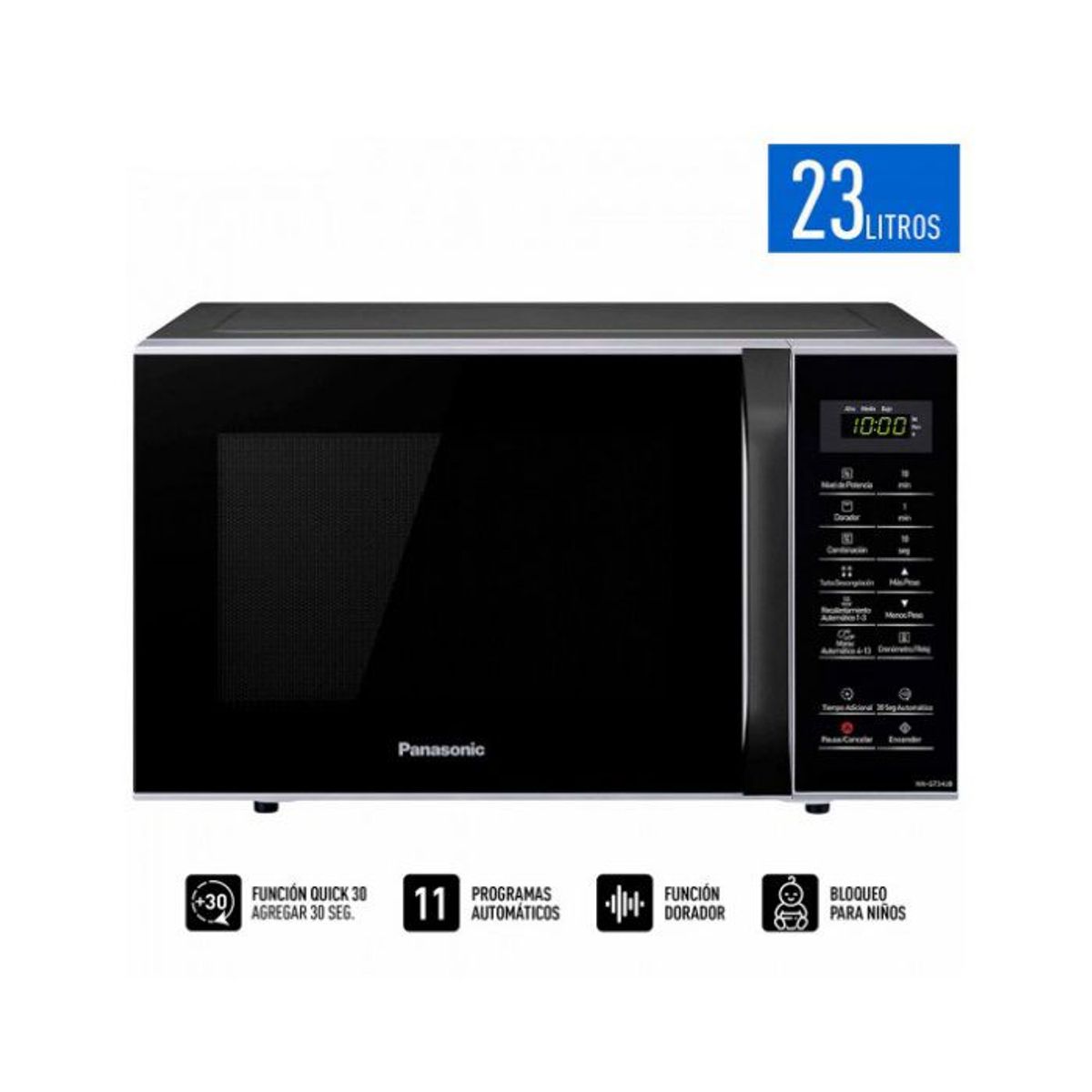 PANASONIC - Horno MicroOndas Panasonic NN-GT34JBRPK 23 Litros Negro + Plata