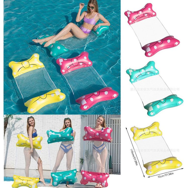 Hamaca Flotante Plegable Para Piscina 2 Pcs Y Bomba De Agua