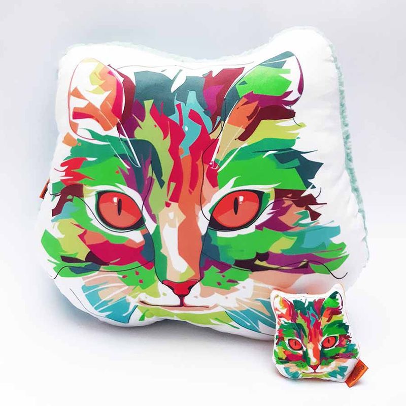 QALA DISEÑO - Pack Almohada y Llavero - Qala Diseño - Gato Arcoiris