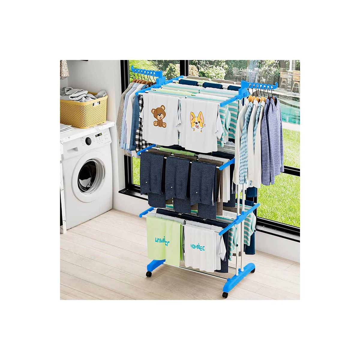 GENERICO - Tendedero Multifuncional de Acero Inoxidable de 3 Niveles.