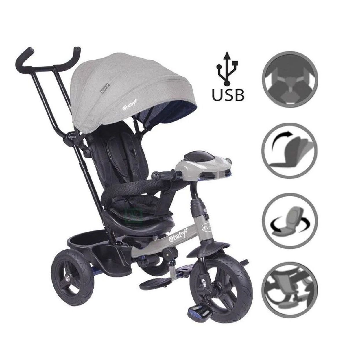 PEYITO - Triciclo Guiador Evolutivo EBABY USB EB380