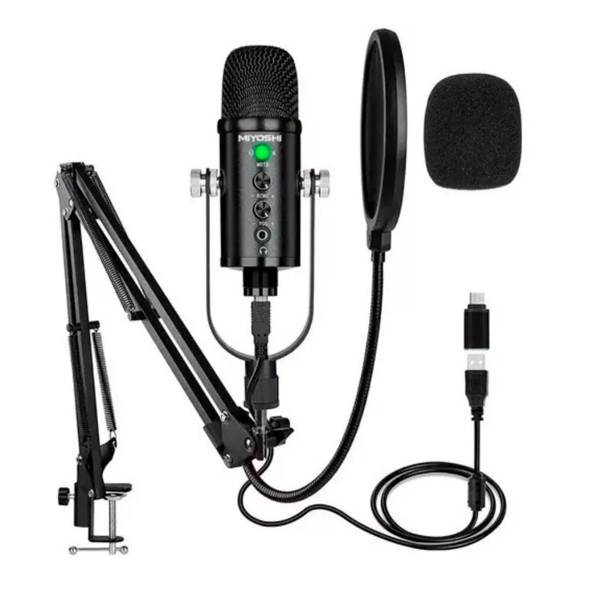 GENERICO - Micrófono Condensador Profesional Antipop Para Streaming Podcast