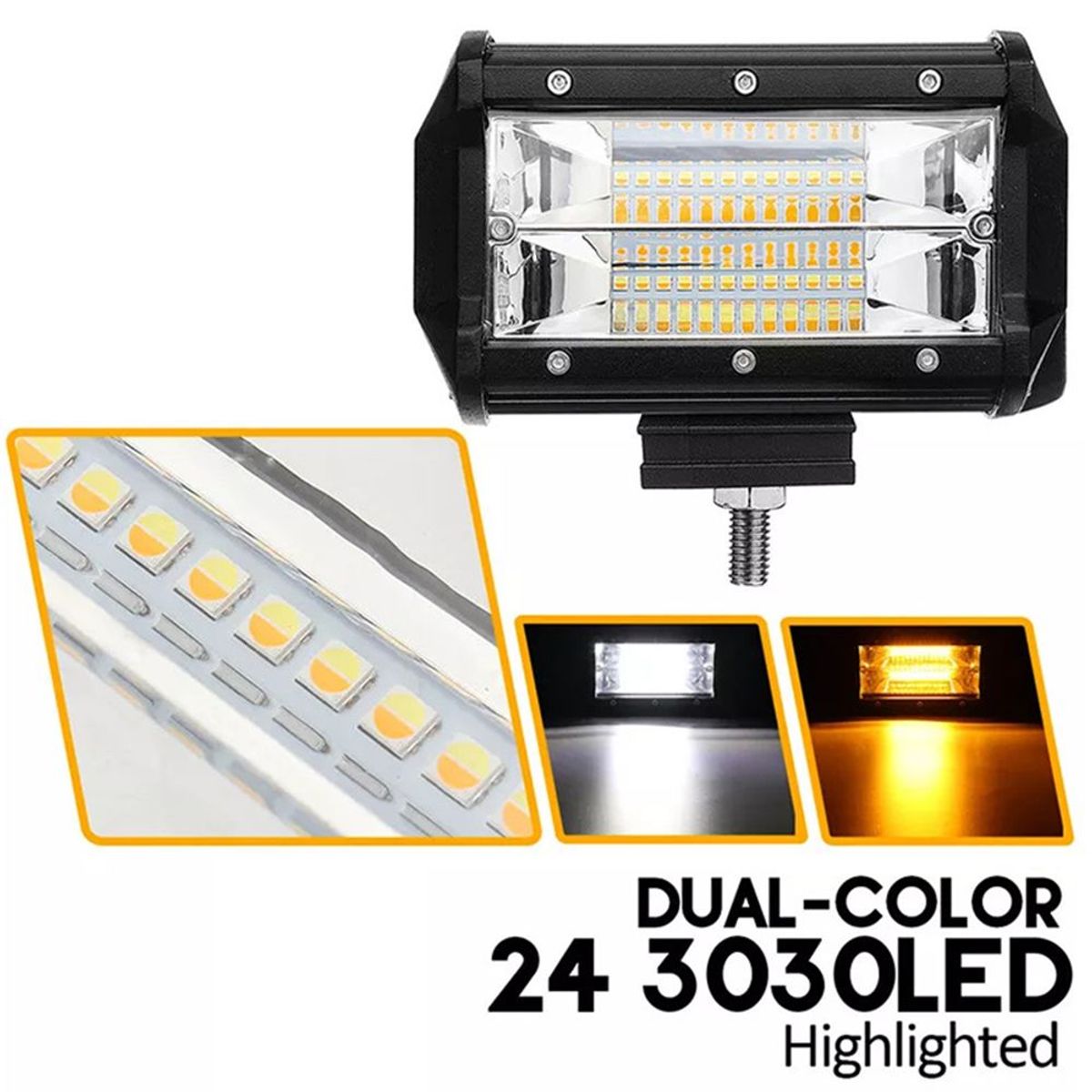 GENERICO - Neblinero Led Barra 72w Dual Color Espejo Autocamioneta 1PCS