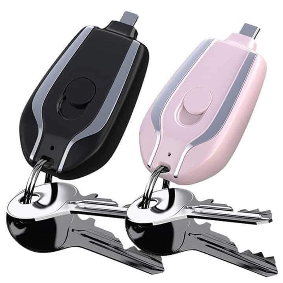 GENERICO - Cargador de llavero portátil Android de 1500mAh con tipo IPHONE ROSADO