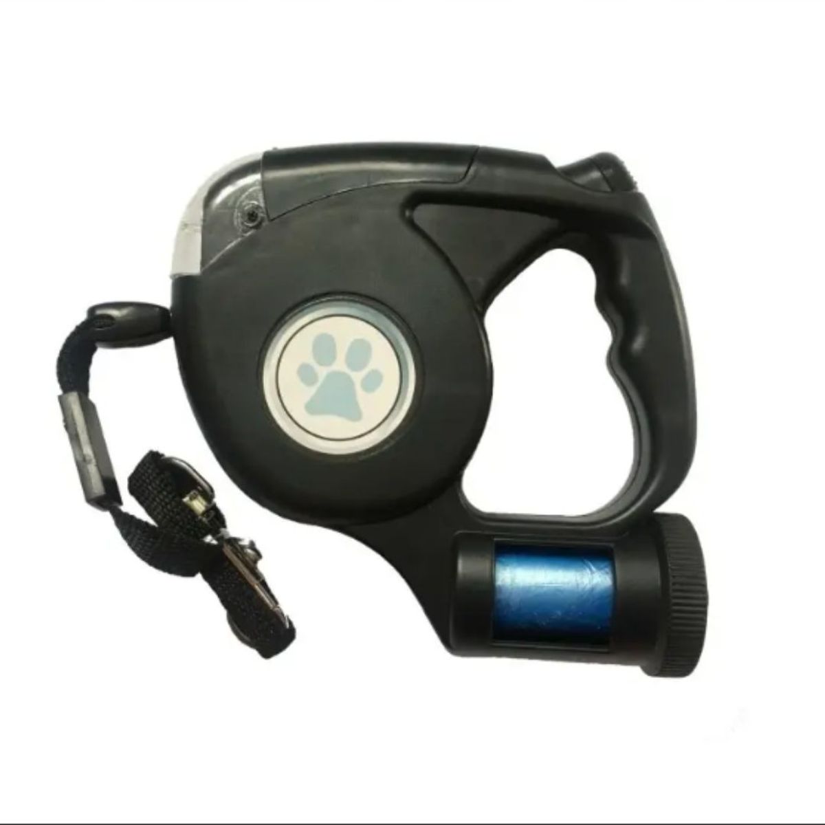 GENERICO - Correa retractil con linterna 3 en 1 para perros  Negro.