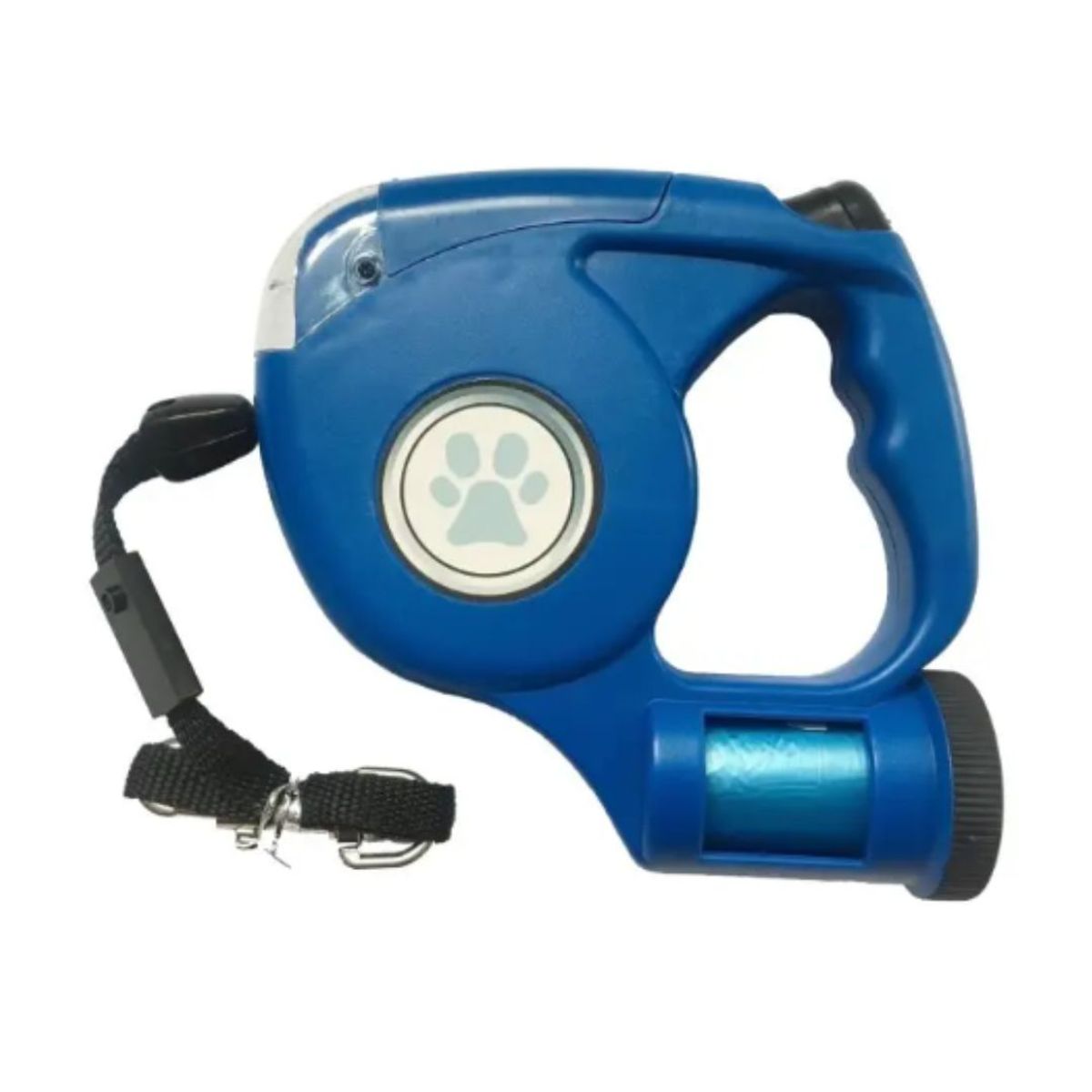 GENERICO - Correa retractil con linterna 3 en 1 para perros  Azul.
