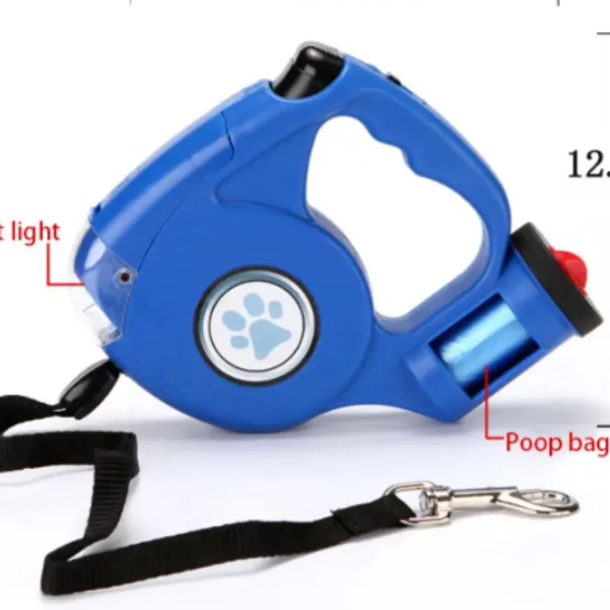 GENERICO - Correa retractil con linterna 3 en 1 para perros  Azul.