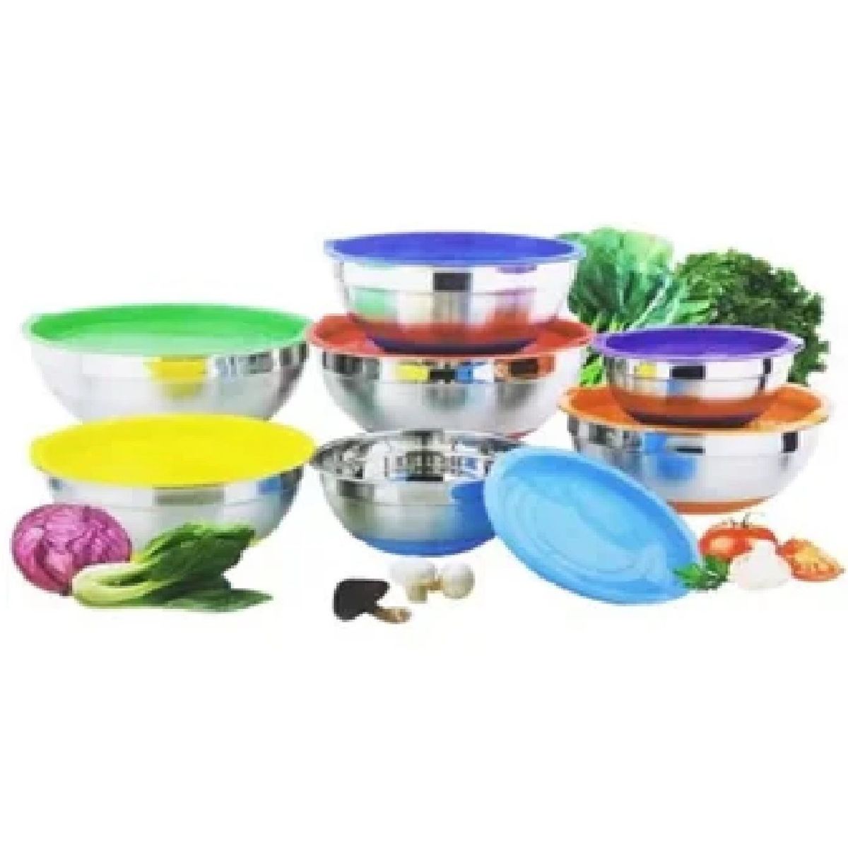 OTTOWARE - Set Bowls Acero Inoxidable 10 Piezas con Tapas