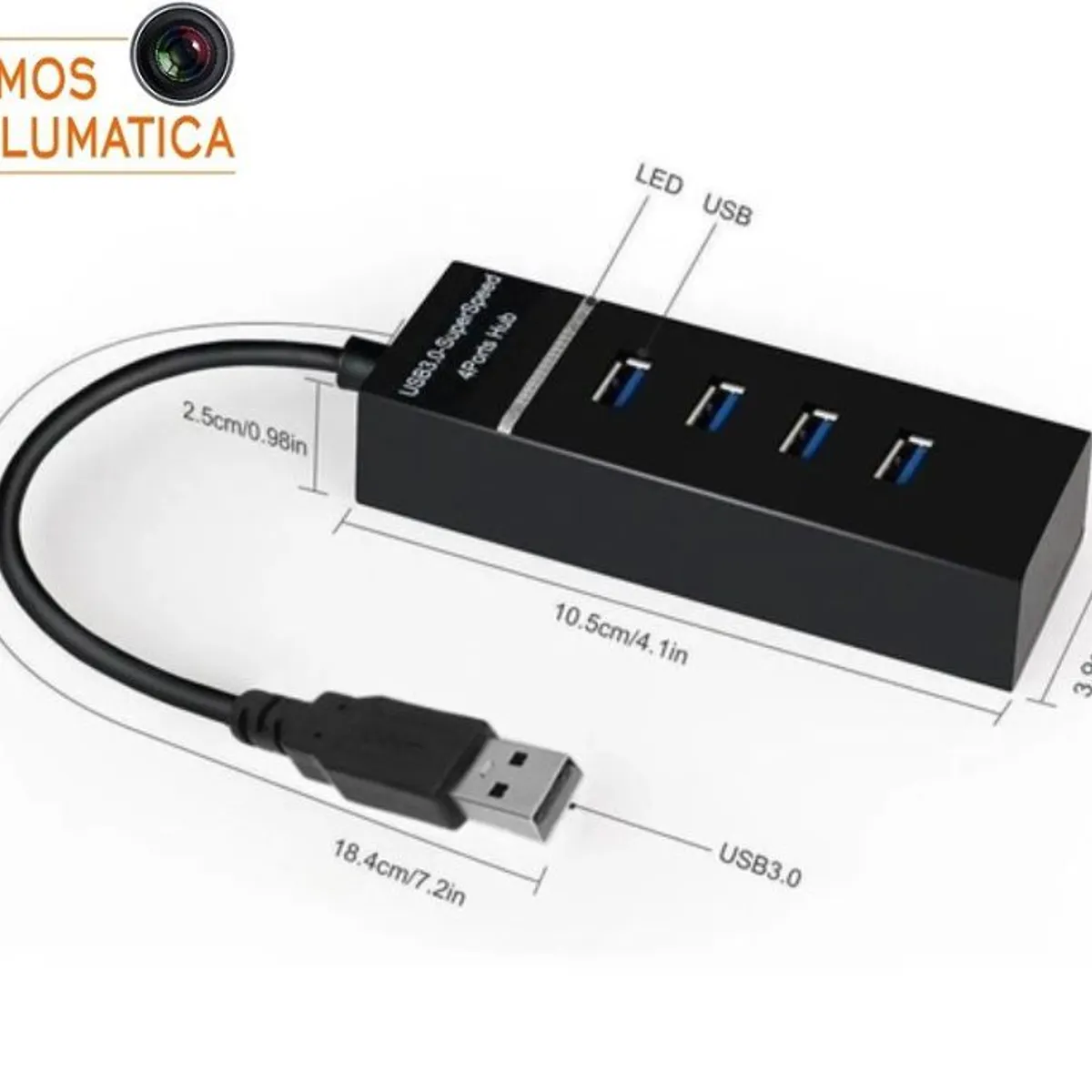 SEISA - Hub Usb 3.0 - Pc Laptop Alta Velocidad - 4 Puertos - Solumatica