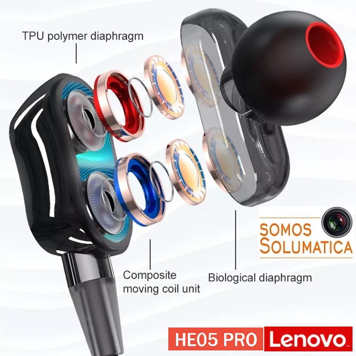 LENOVO - Audifono Bluetooth - Lenovo HE05 Pro - 15 Horas Rojo