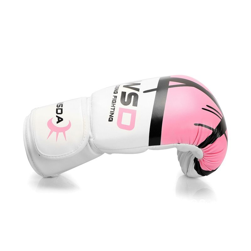 GENERICO - Guante de box profesional 12 onzas wsd blanco rosado fitness