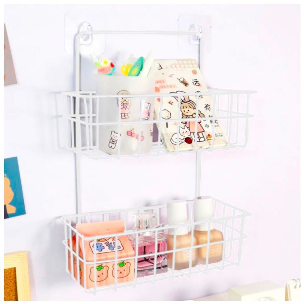 SASHIJA - Estante Organizador Colgante de Almacenamiento Pared 2 Niveles 32V BL