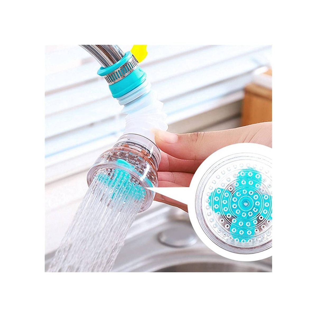 GENERICO - Filtro Extensor de Caño Ajustable para Ahorro de Agua Celeste