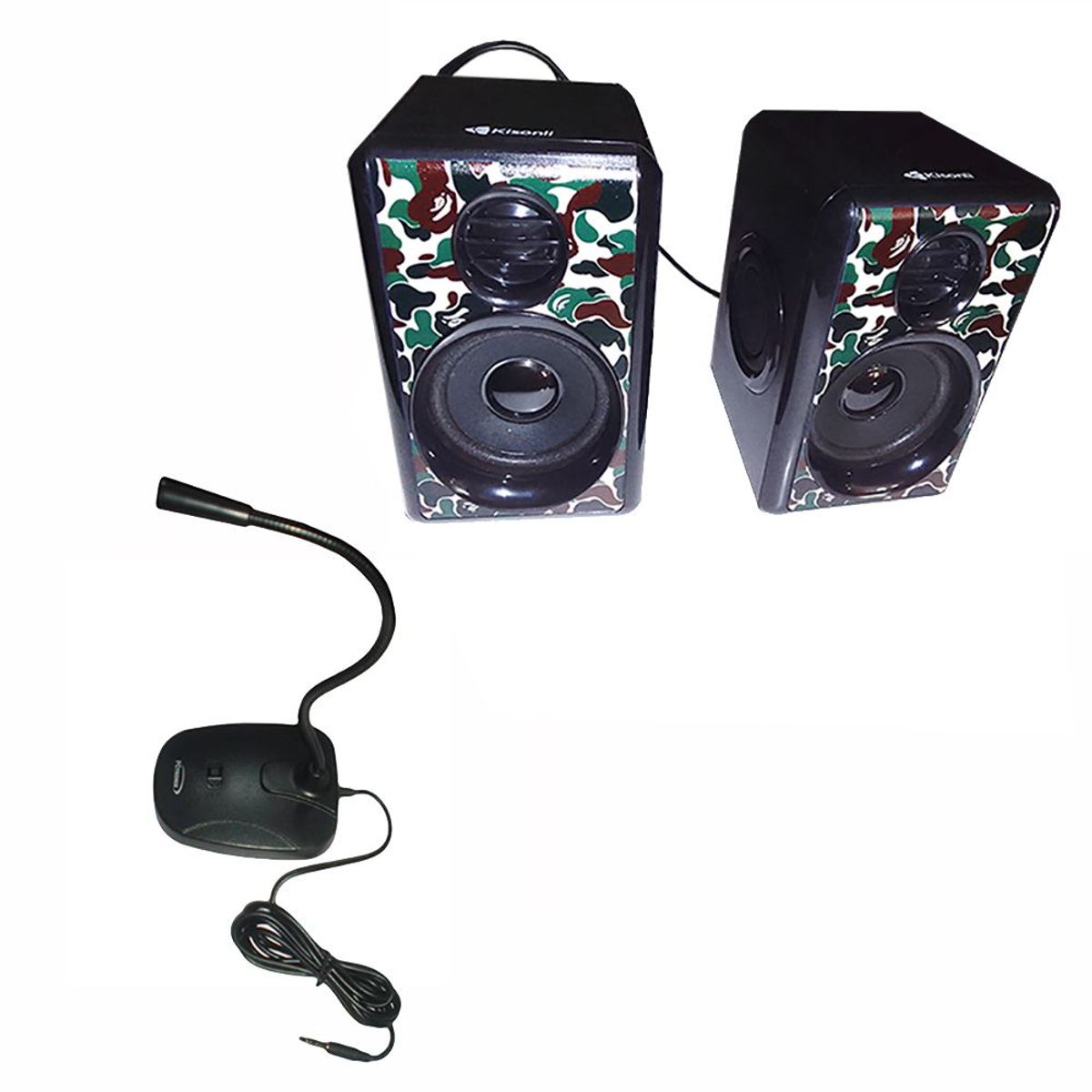 pctronix - COMBO PARLANTES GAMER CAMUFLAJE  MICROFONO - PC LAPTOP TABLET CEL MP4