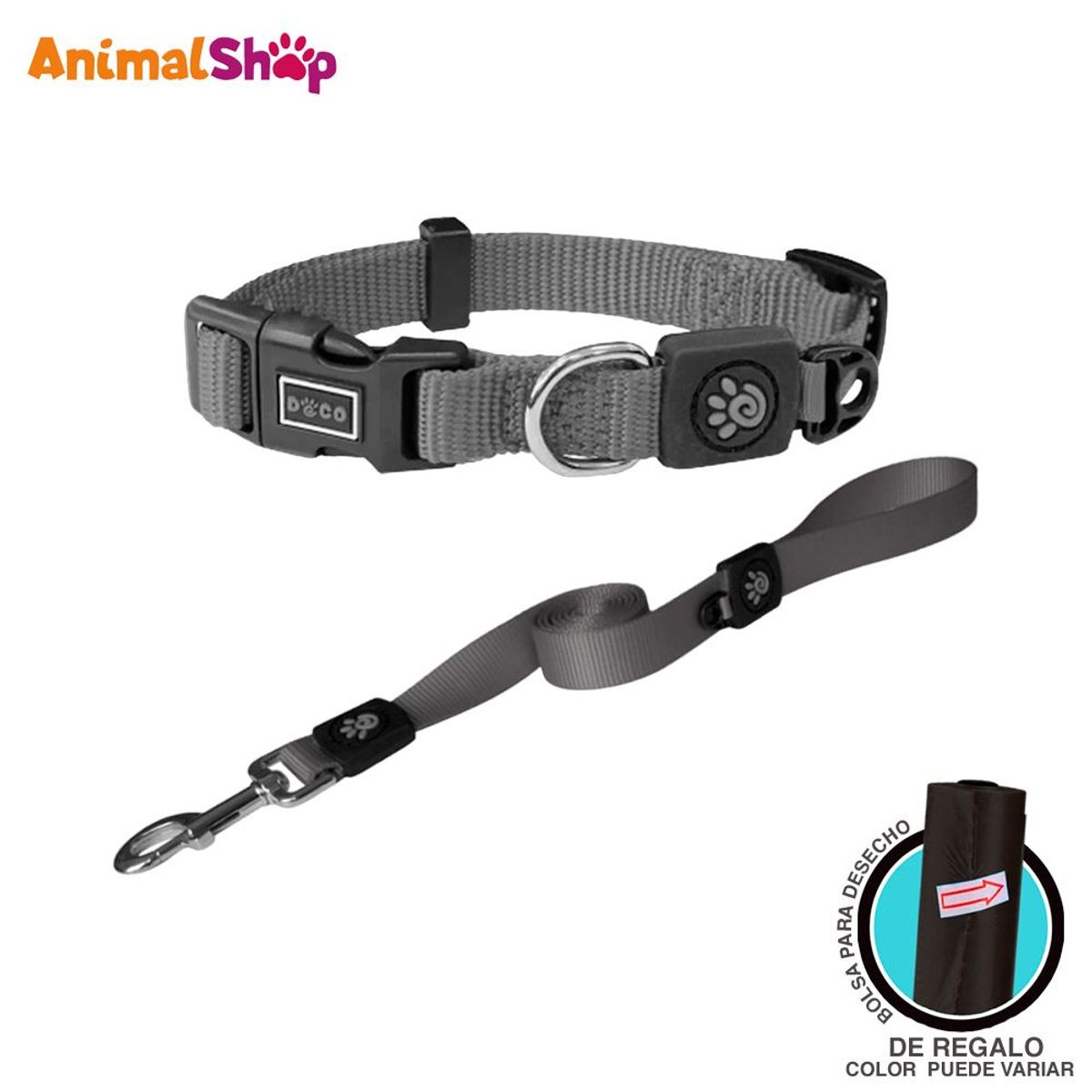 DOCO - Collar De Perro Doco Nylon Ajustable M Plomo Correa
