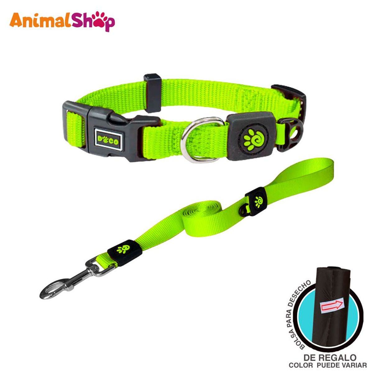 DOCO - Collar De Perro Doco Nylon Ajustable M Verde Correa