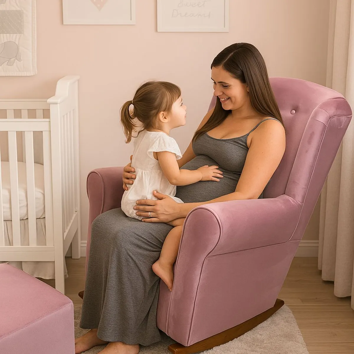 NO LOGO - Mecedora de Lactancia Tela Toledo color Rosado