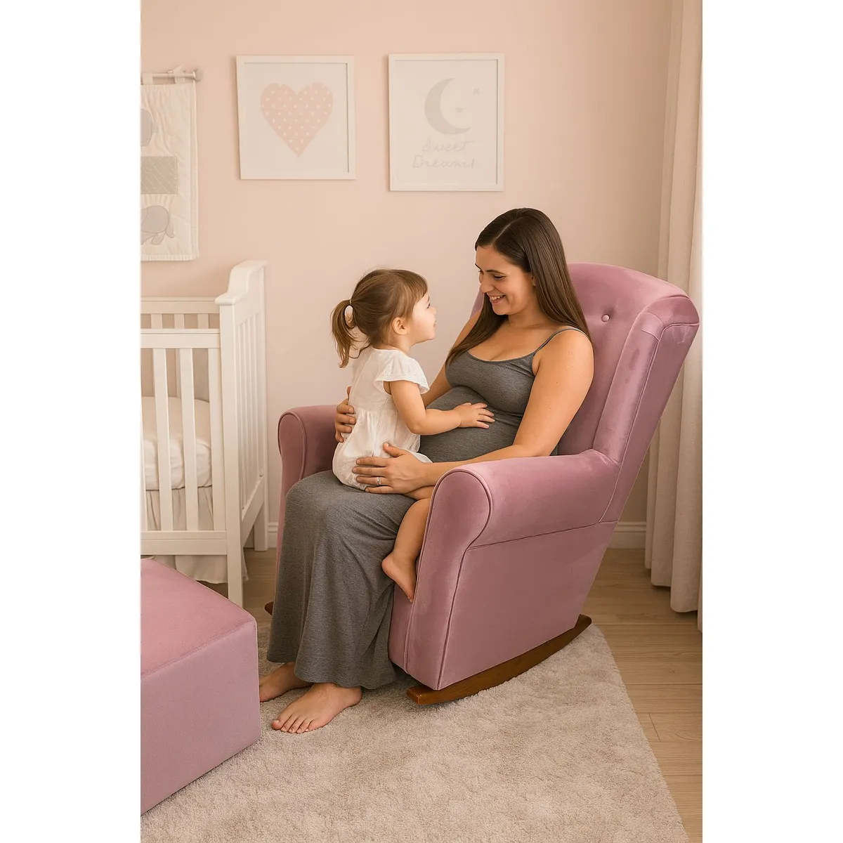 NO LOGO - Mecedora de Lactancia Tela Toledo color Rosado