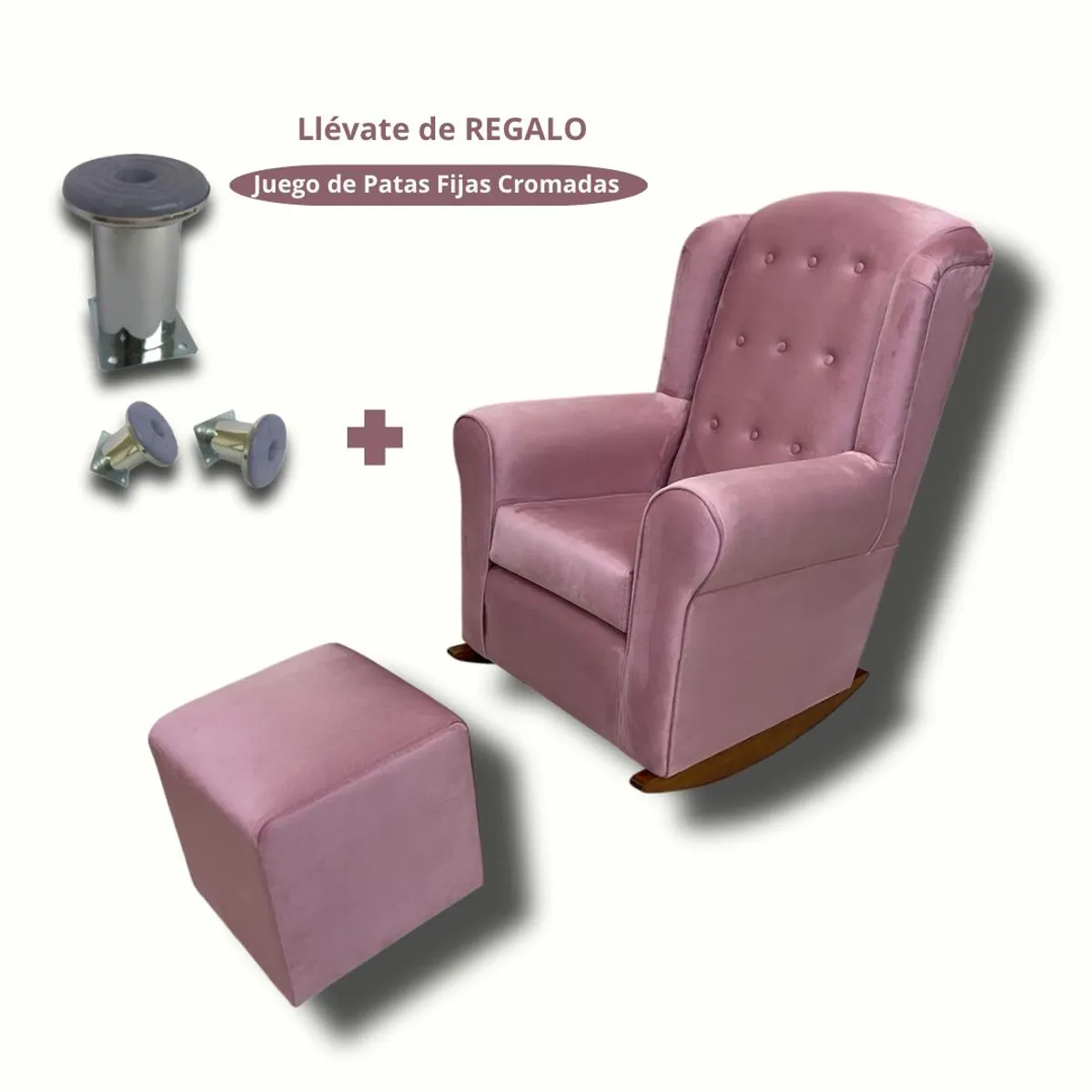 NO LOGO - Mecedora de Lactancia Tela Toledo color Rosado