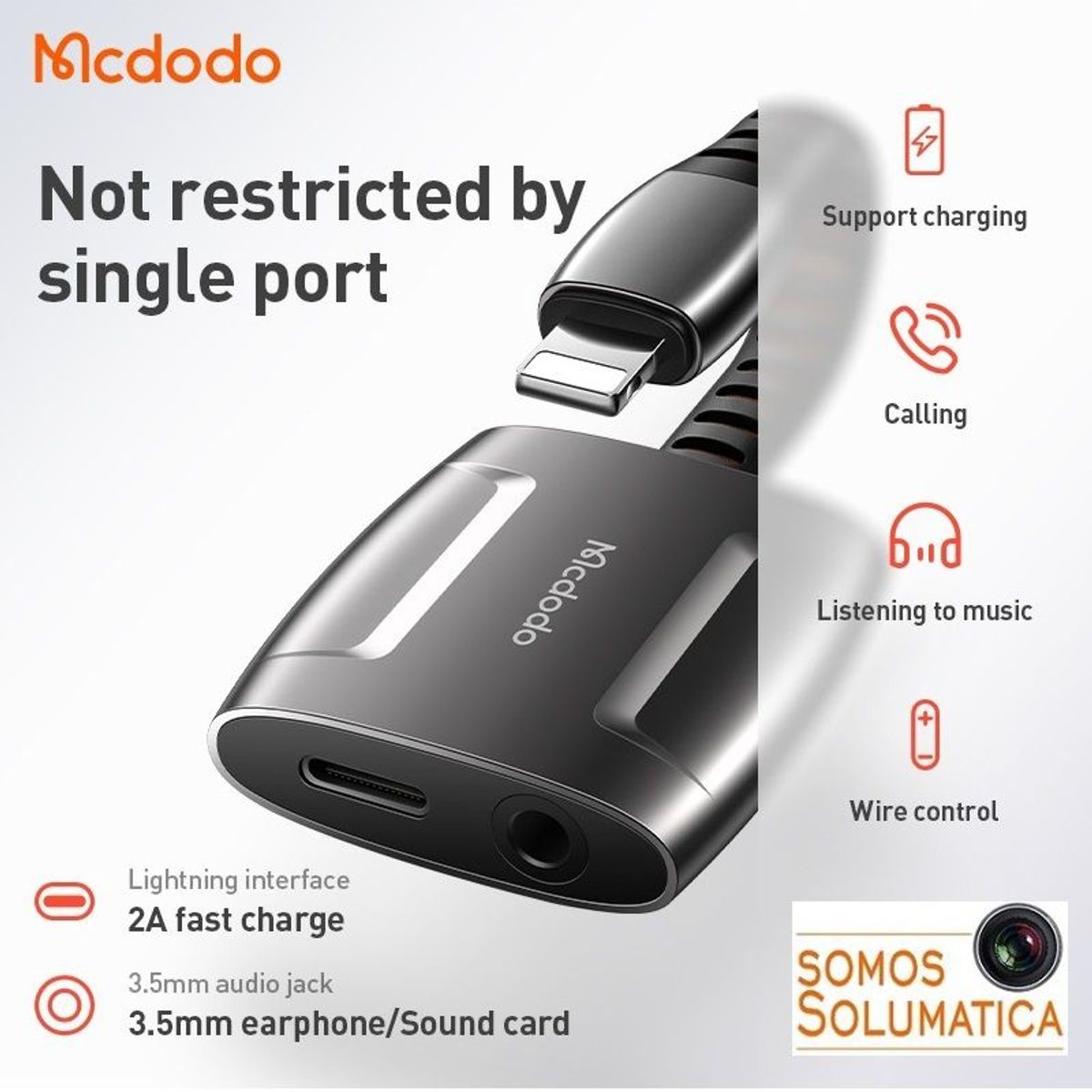 MCDODO - Adaptador Lightning - Auxiliar 35mm - Para iPhone - Mcdodo