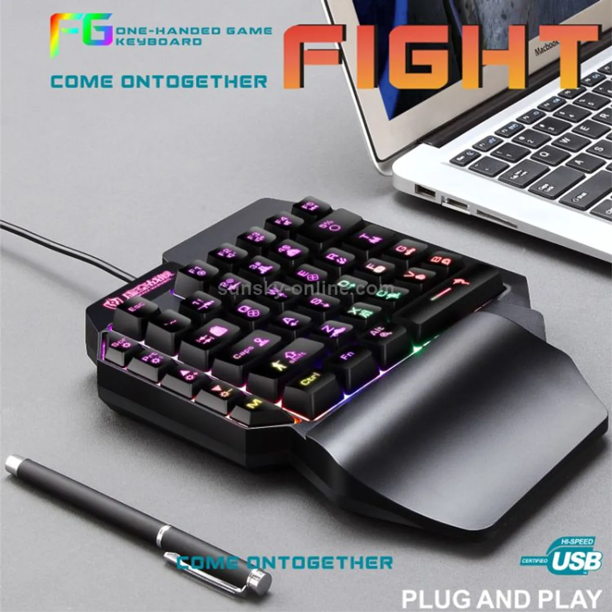 OEM - Teclado Gamer RGB Mini 39 Teclas Para Una Mano Gaming