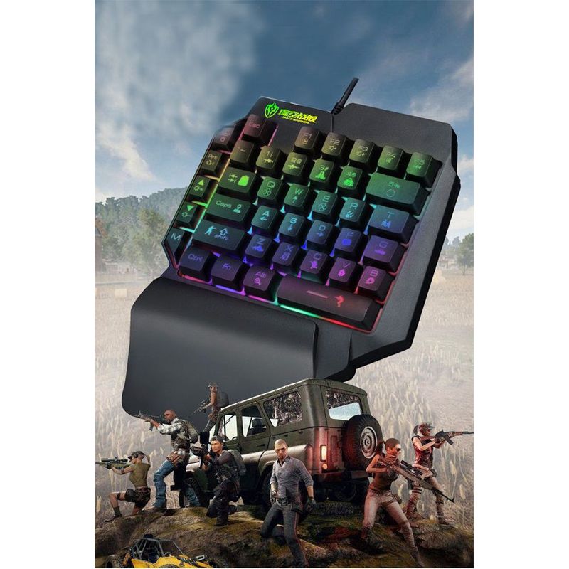 OEM - Teclado  una Mano Semi Mecánico Gamer RGB