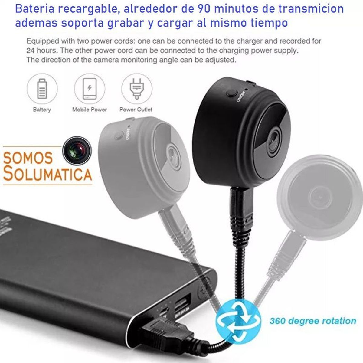 OEM - Camara Espia Wifi Full-HD - A9 Solumatica - Nocturna Panoramica