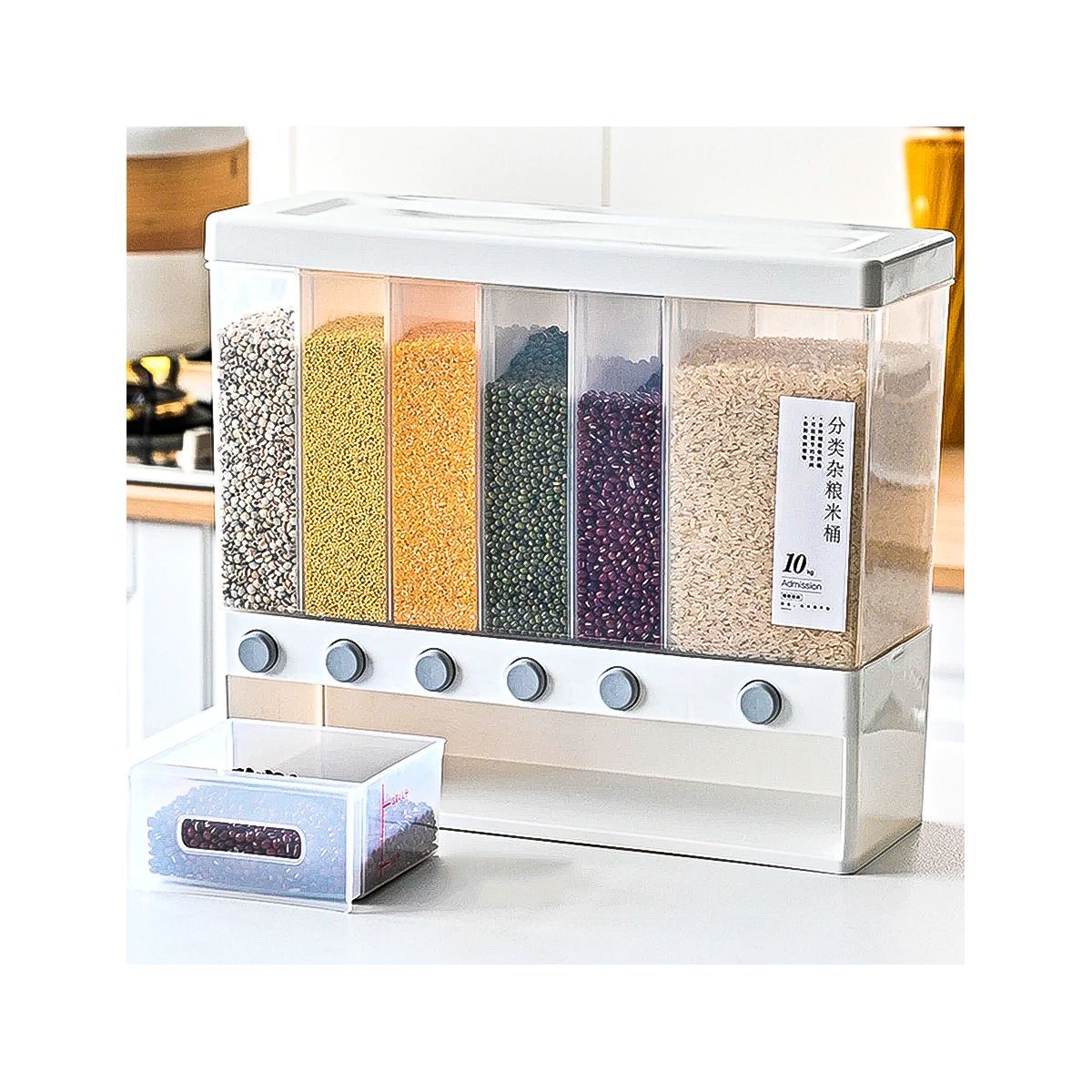 GRETAIL - Dispensador De Menestras Arroz Con 6 Divisiones