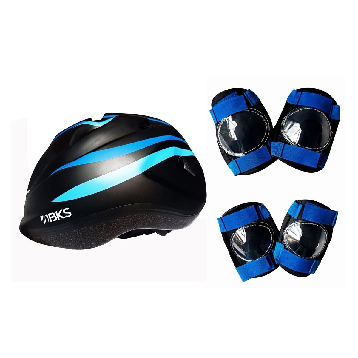 BKS - Kit Ciclismo Protección Niño Casco Rodillera Codera Talla S