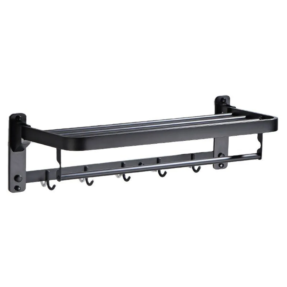 GENERICO - TOALLERO CON REPISA  ACERO SUS 304 NEGRO MATE