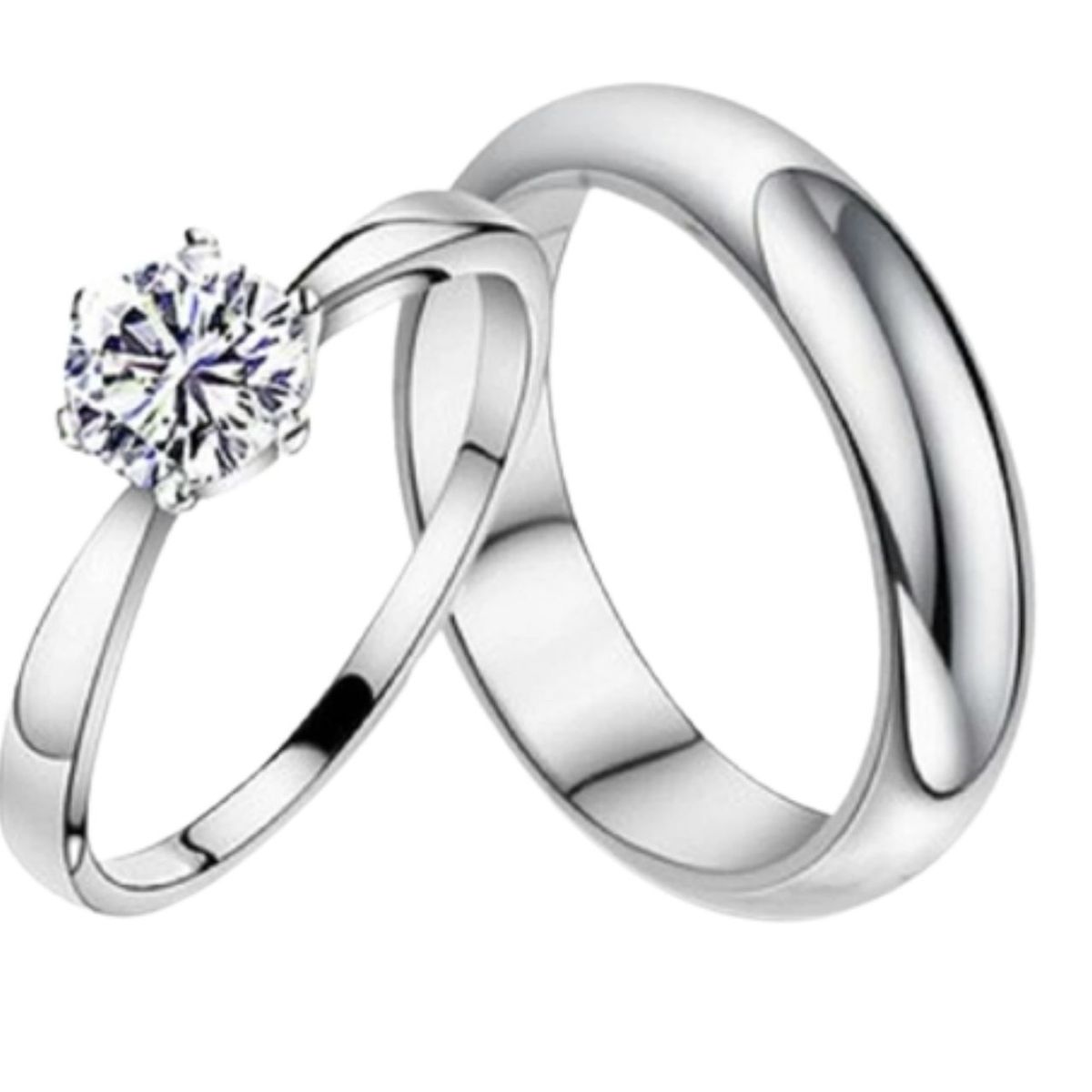 GENERICO - Anillo de Matrimonio Solitario Hombre Bañado Oro Blanco Genieka